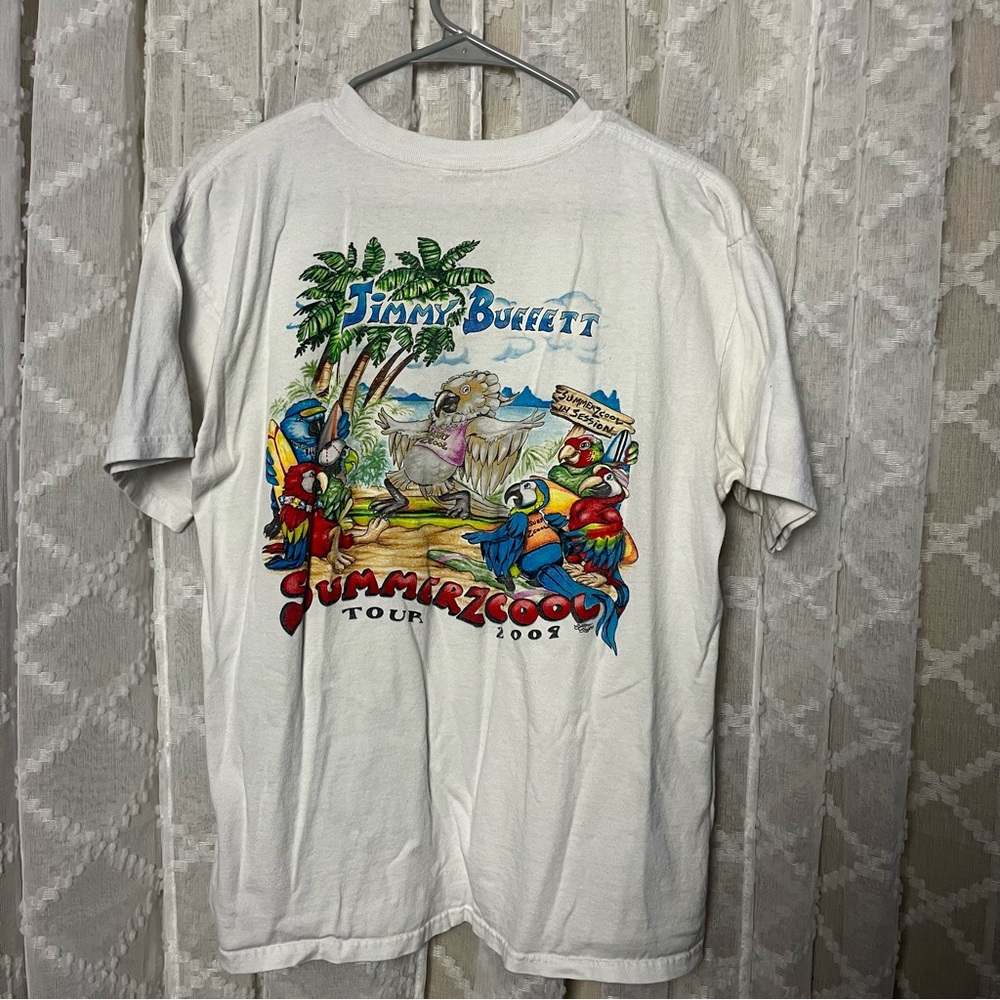 Jimmy Buffet Summerzcool tour band t-shirt 2008 beach parrot shirt white L Large